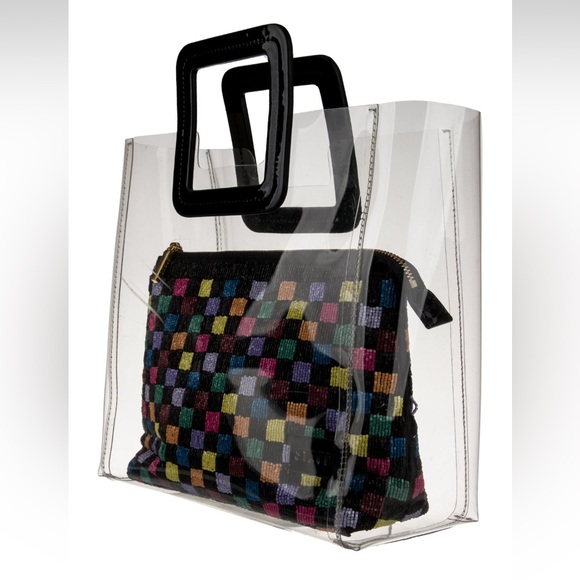 Staud Shirley Transparent Vinyl Tote Bag with Multi Colored Beaded Pouch - Picture 3 of 15